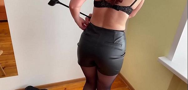  KleoModel Sex with wife in ripped pantyhose and cum inside. Role playing BDSM homemade porn